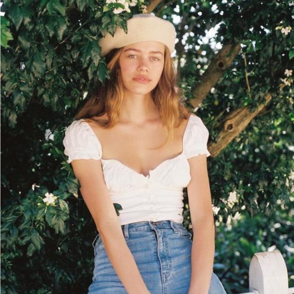 With Jean | Louie Milkmaid Top‎ White Size XS